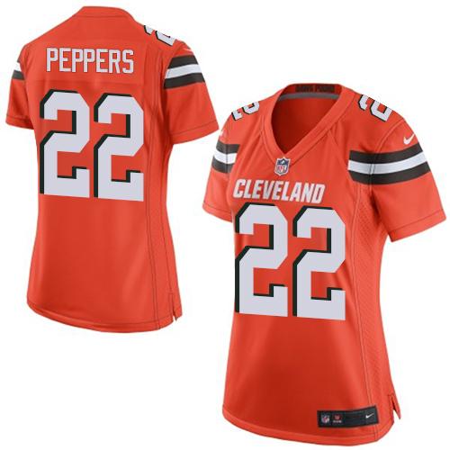 Nike Browns #22 Jabrill Peppers Orange Alternate Women's Stitched NFL New Elite Jersey
